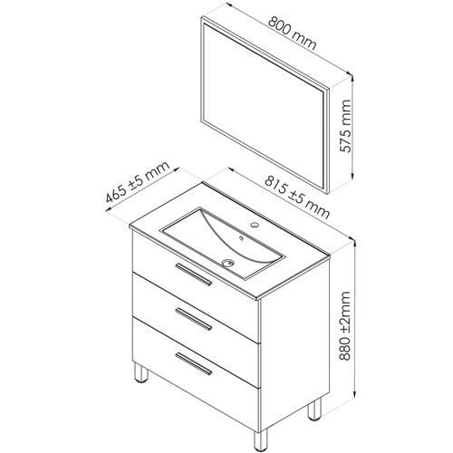 Meuble De Salle De Bain à Poser Pallas - 80cm - Blanc - Mélaminé