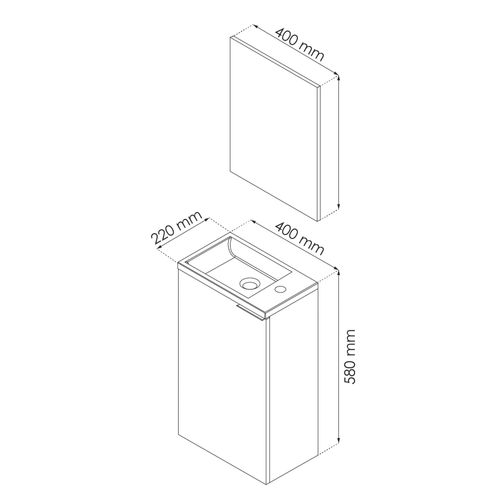 Lave-Mains Hale Avec Miroir - 40cm - Bois - Mélaminé