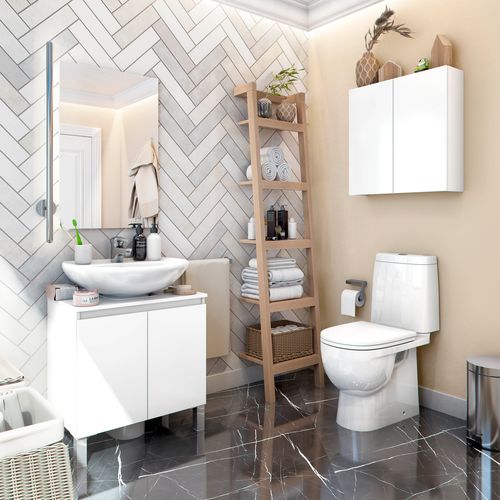 Meuble sous lavabo BEATRICE 2 portes blanc brillant