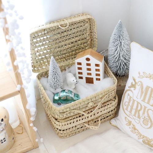 Mallette En Palme Beige 11x30x22cm