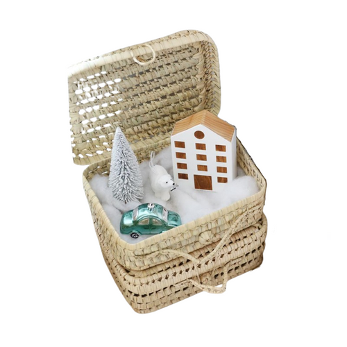 Mallette En Palme Beige 11x30x22cm