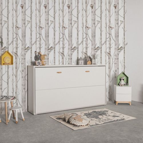 Lit Escamotable Aggloméré Blanc 90x190cm