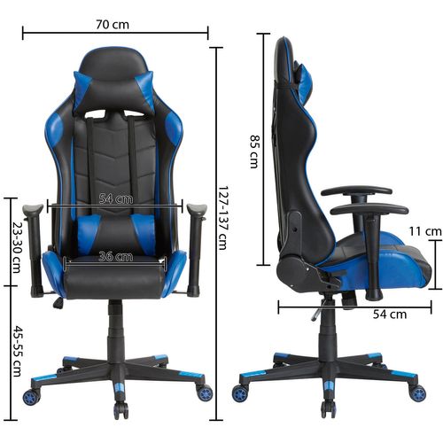 Fauteuil De Bureau Fauteuil Gaming Bleu