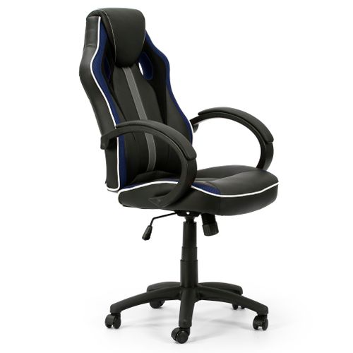 Fauteuil De Bureau Réglabe Et Inclinable Formula Bleu Tapissé En Similicuir Et Tissu Maille