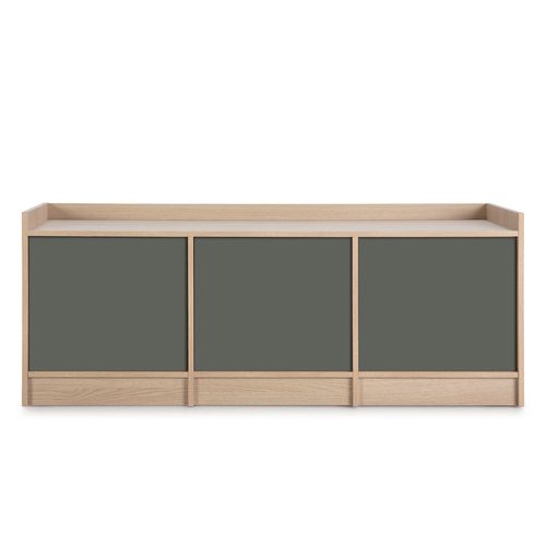 Meuble TV Moscu Avec 3 Portes, Couleur Chêne/gris