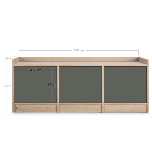 Meuble TV Moscu Avec 3 Portes, Couleur Chêne/gris