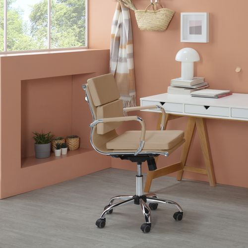 Fauteuil De Bureau Fenix Inclinable Taupe, Cuir Synthétique