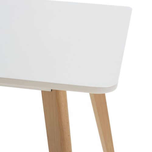 Table à Manger Aroa Blanche, Pieds En Bois De Hêtre, 80x80 Cm