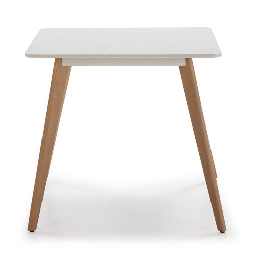 Table à Manger Aroa Blanche, Pieds En Bois De Hêtre, 80x80 Cm