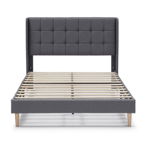 Cadre De Lit Plateforme Esther Capitonné 30 Cm, 90x190 Cm, Gris Foncé