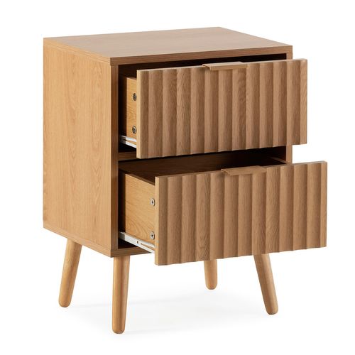 Table De Chevet Lluvia 2 Tiroirs Couleur Chêne