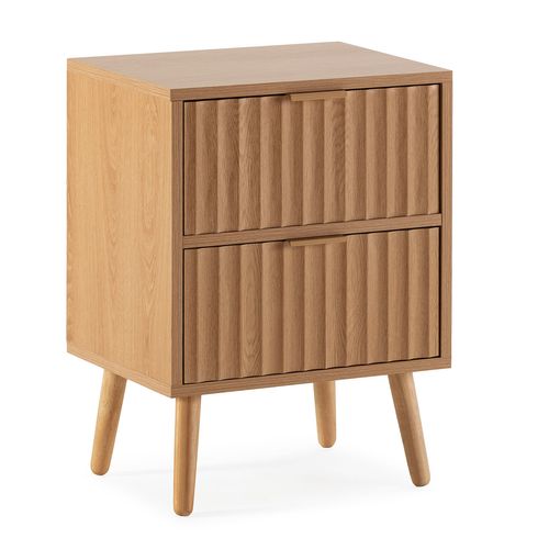 Table De Chevet Lluvia 2 Tiroirs Couleur Chêne