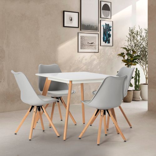 Ensemble Table 80x80 Cm Et 4 Chaises De Salle à Manger Jeff Grises