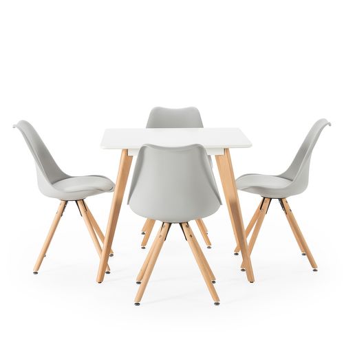 Ensemble Table 80x80 Cm Et 4 Chaises De Salle à Manger Jeff Grises