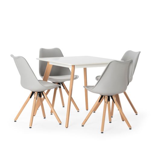 Ensemble Table 80x80 Cm Et 4 Chaises De Salle à Manger Jeff Grises