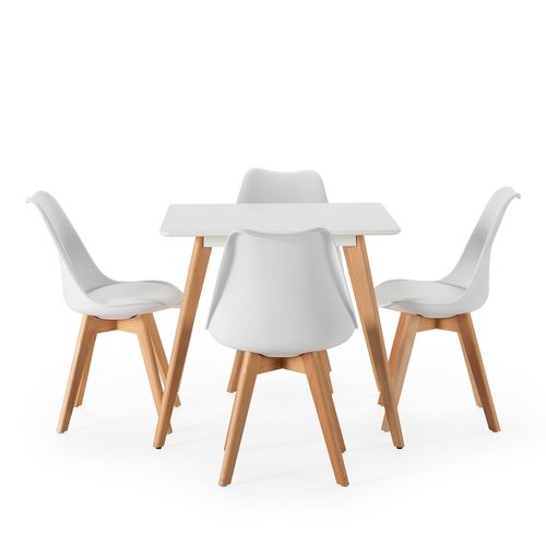Ensemble Table 80x80 Cm Et 4 Chaises De Salle à Manger Klara Blanc