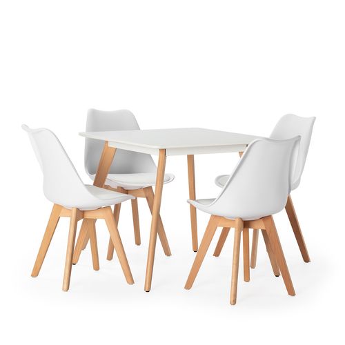 Ensemble Table 80x80 Cm Et 4 Chaises De Salle à Manger Klara Blanc