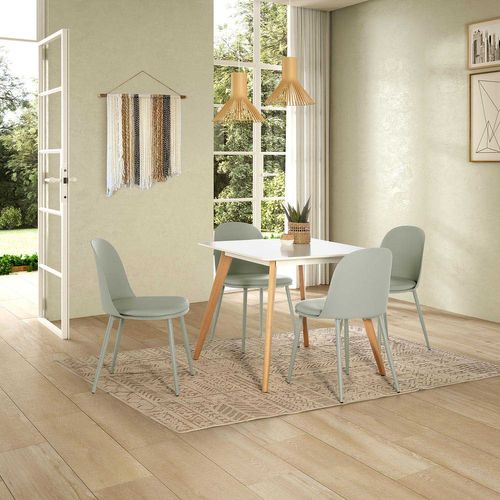 Ensemble Table 80x80 Cm Et 4 Chaises De Salle à Manger Kana Vert