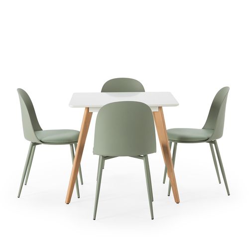 Ensemble Table 80x80 Cm Et 4 Chaises De Salle à Manger Kana Vert