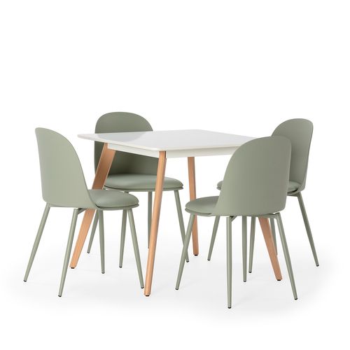 Ensemble Table 80x80 Cm Et 4 Chaises De Salle à Manger Kana Vert