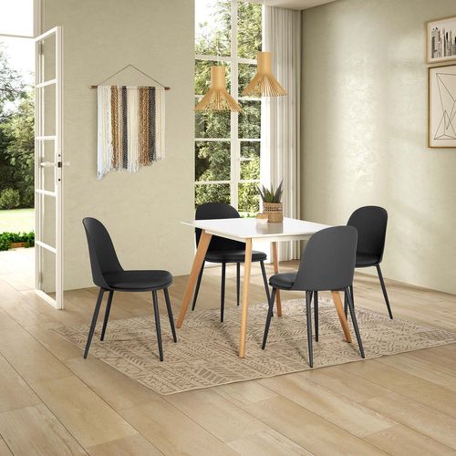 Ensemble Table 80x80 Cm Et 4 Chaises De Salle à Manger Kana Noir