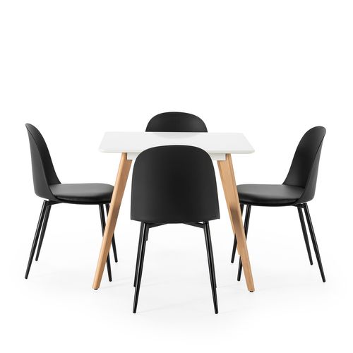Ensemble Table 80x80 Cm Et 4 Chaises De Salle à Manger Kana Noir