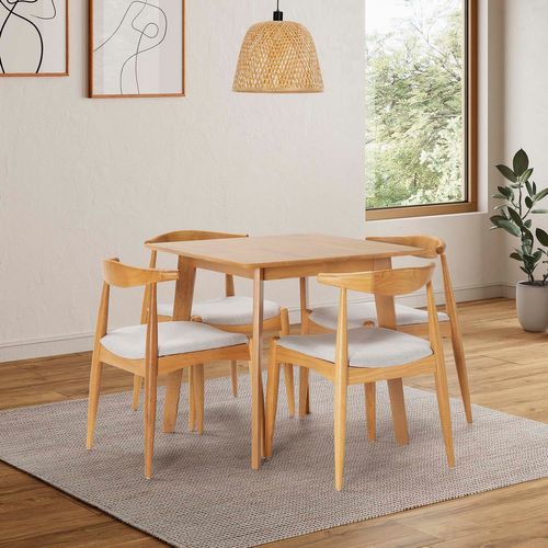 Ensemble Table 80x80 Cm Et 4 Chaises De Salle à Manger Corzo Chêne