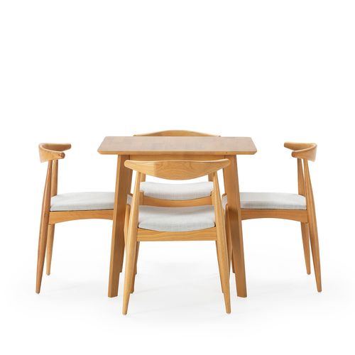 Ensemble Table 80x80 Cm Et 4 Chaises De Salle à Manger Corzo Chêne