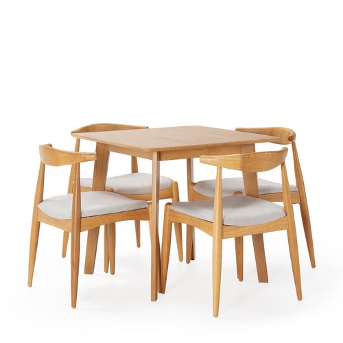 Ensemble Table 80x80 Cm Et 4 Chaises De Salle à Manger Corzo Chêne