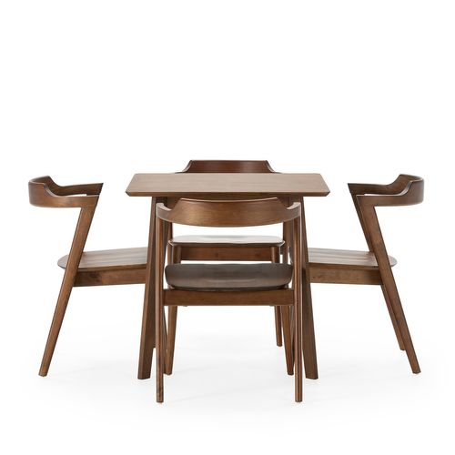 Ensemble Table 80x80 Cm Et 4 Chaises De Salle à Manger Venus Noyer