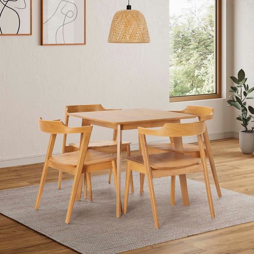 Ensemble Table 80x80 Cm Et 4 Chaises De Salle à Manger Venus Chêne