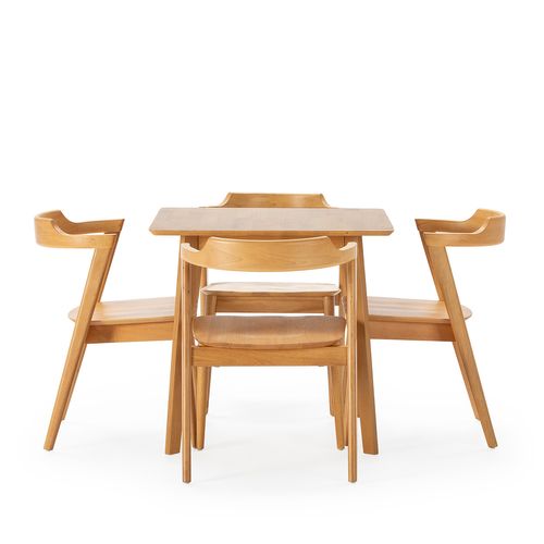 Ensemble Table 80x80 Cm Et 4 Chaises De Salle à Manger Venus Chêne