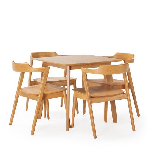 Ensemble Table 80x80 Cm Et 4 Chaises De Salle à Manger Venus Chêne