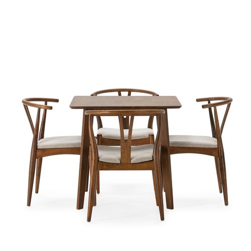 Ensemble Table 80x80 Cm Et 4 Chaises De Salle à Manger Rustic Noyer