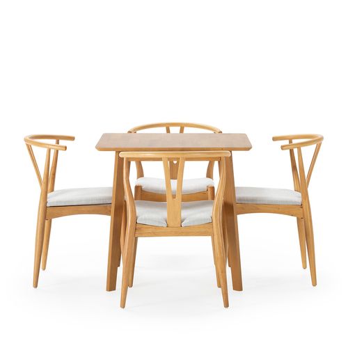 Ensemble Table 80x80 Cm Et 4 Chaises De Salle à Manger Rustic Chêne