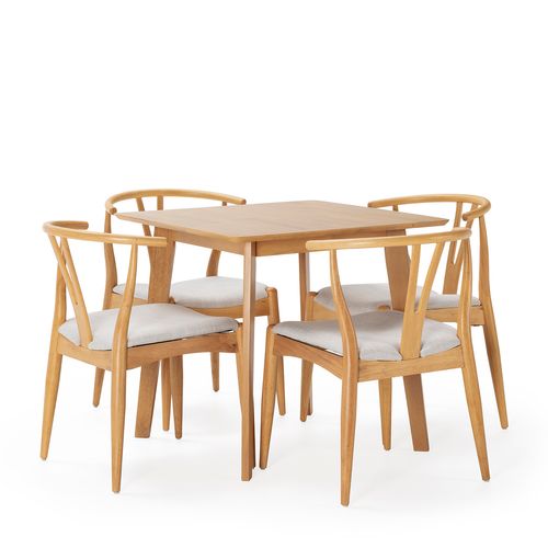 Ensemble Table 80x80 Cm Et 4 Chaises De Salle à Manger Rustic Chêne