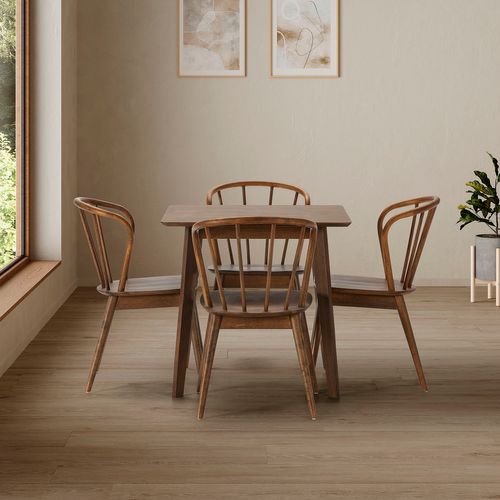 Ensemble Table 80x80 Cm Et 4 Chaises De Salle à Manger Brisa Noyer