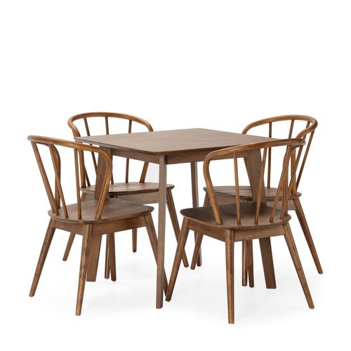 Ensemble Table 80x80 Cm Et 4 Chaises De Salle à Manger Brisa Noyer