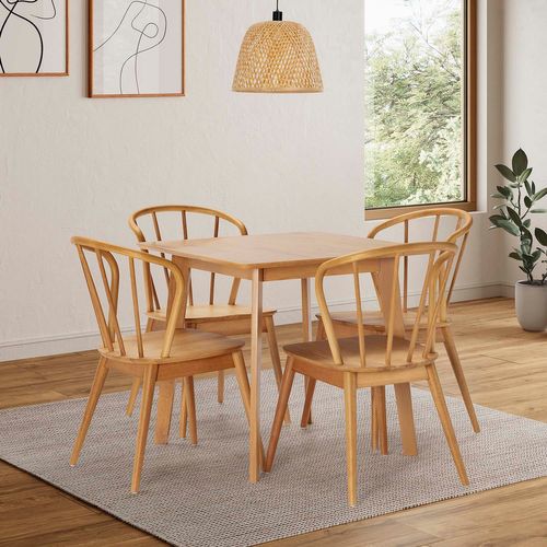 Ensemble Table 80x80 Cm Et 4 Chaises De Salle à Manger Brisa Chêne