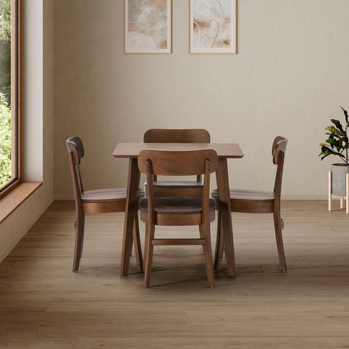 Ensemble Table 80x80 Cm Et 4 Chaises De Salle à Manger Nala Noyer