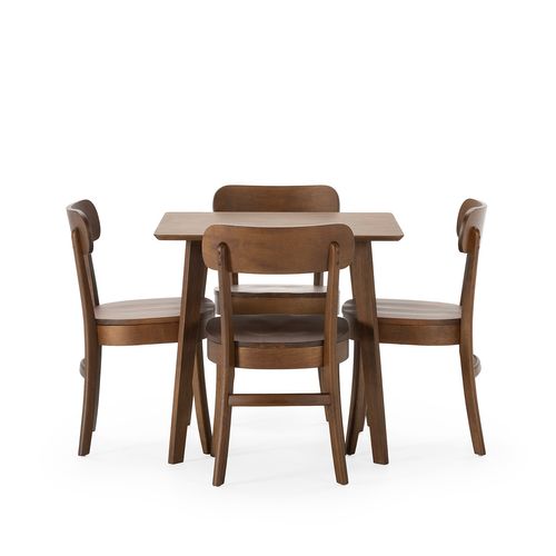 Ensemble Table 80x80 Cm Et 4 Chaises De Salle à Manger Nala Noyer