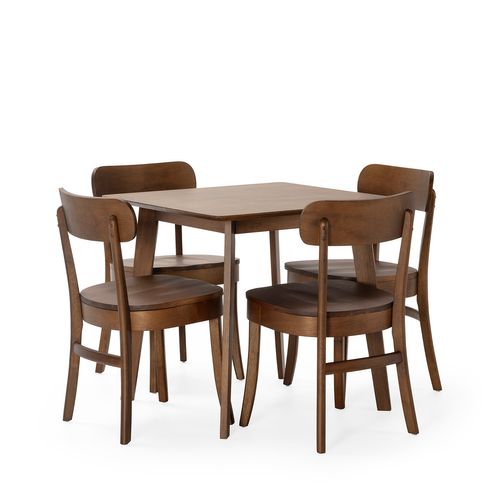 Ensemble Table 80x80 Cm Et 4 Chaises De Salle à Manger Nala Noyer