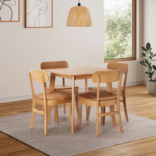 Ensemble Table 80x80 Cm Et 4 Chaises De Salle à Manger Nala Chêne
