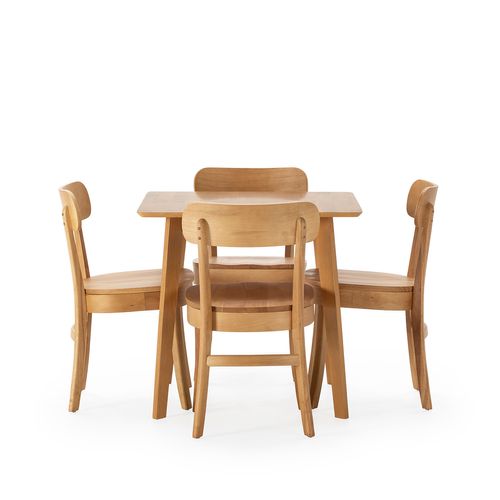 Ensemble Table 80x80 Cm Et 4 Chaises De Salle à Manger Nala Chêne