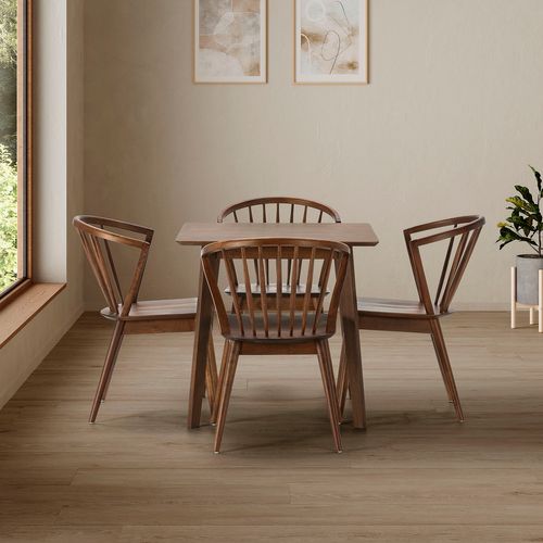 Ensemble Table 80x80 Cm Et 4 Chaises De Salle à Manger Mura Noyer