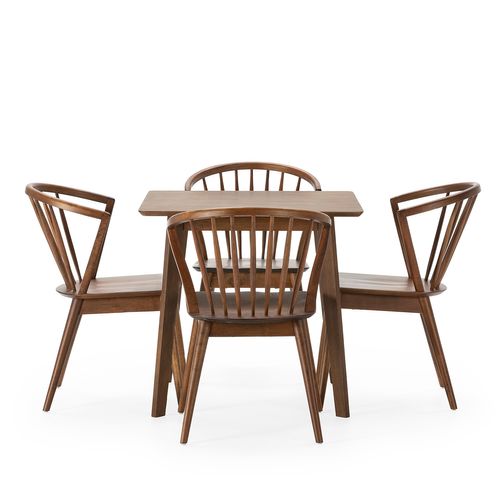 Ensemble Table 80x80 Cm Et 4 Chaises De Salle à Manger Mura Noyer