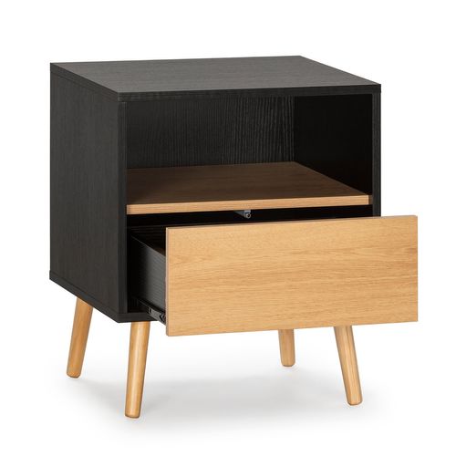 Table De Chevet 1 Tiroir Apolo Couleur Noir/bois