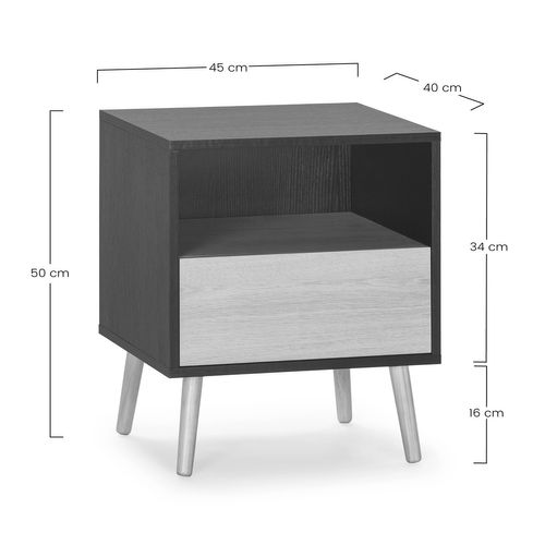 Table De Chevet 1 Tiroir Apolo Couleur Noir/bois