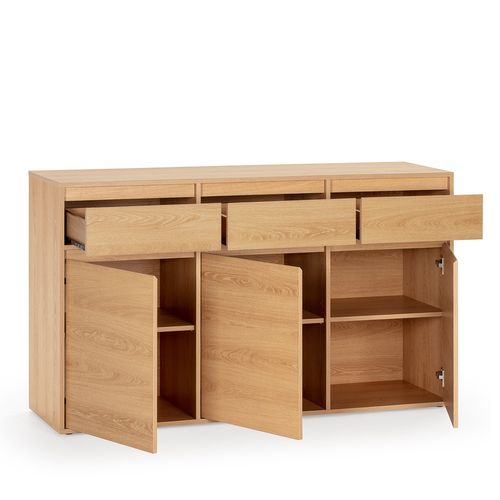 Buffet Tori 3 Portes 3 Tiroirs, Coloris Chêne, 140 Cm