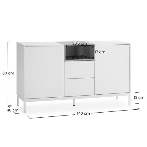 Buffet Nieve 2 Portes 2 Tiroirs Couleur Blanc